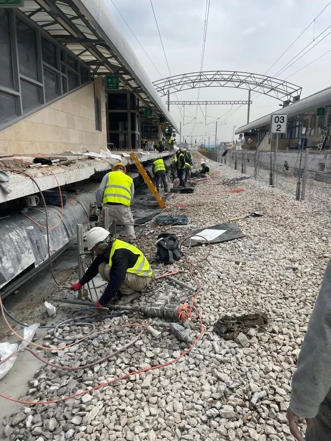 עבודות קידוח וניסור באתר תשתית רכבת